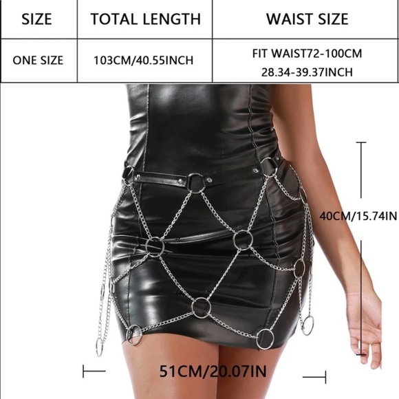Leather Belt Chain Skirt Harness - Picture 6 of 6